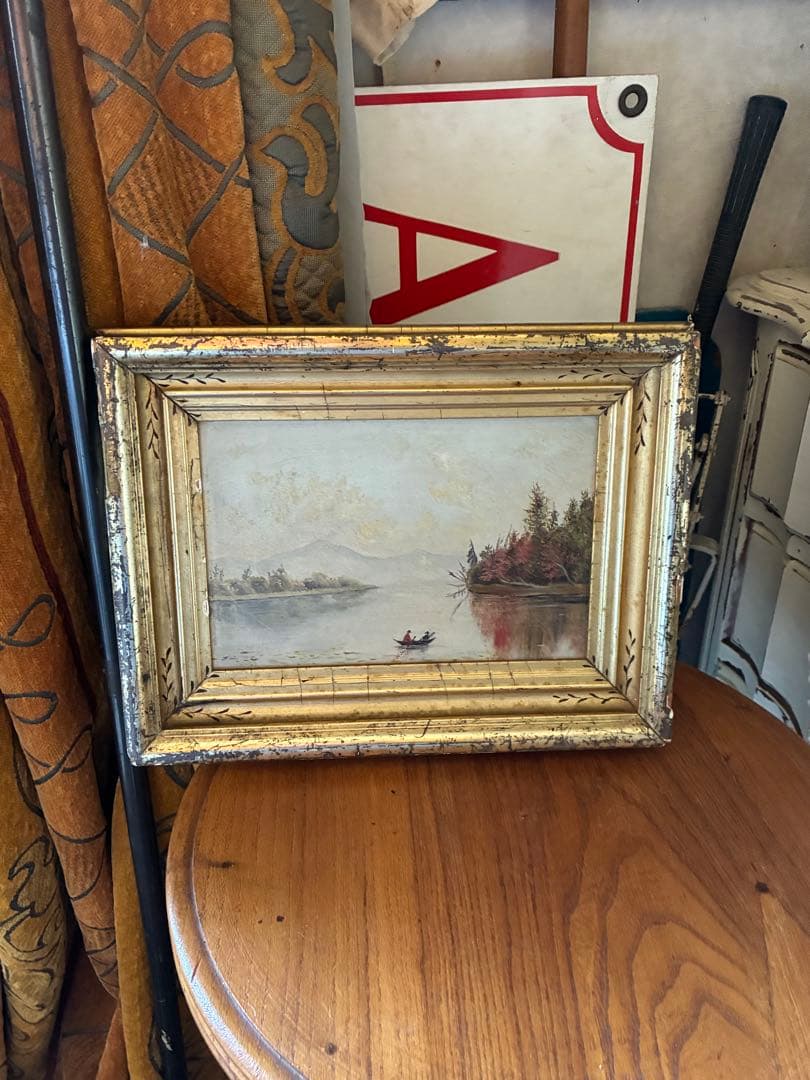 アンティーク　絵画　油絵　額付き　インテリア　装飾　1800年代　アメリカ