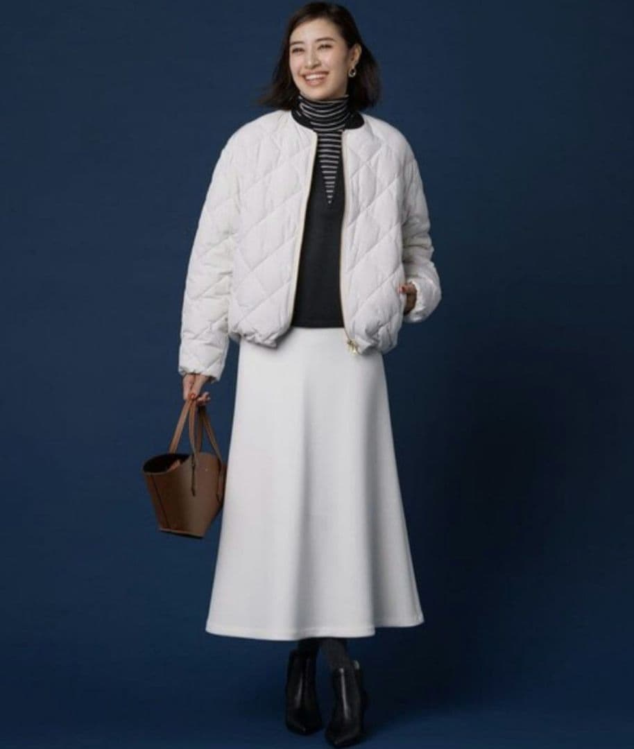 TAION×UNFILO人気✨キルティング ショート丈ブルゾン アイボリー