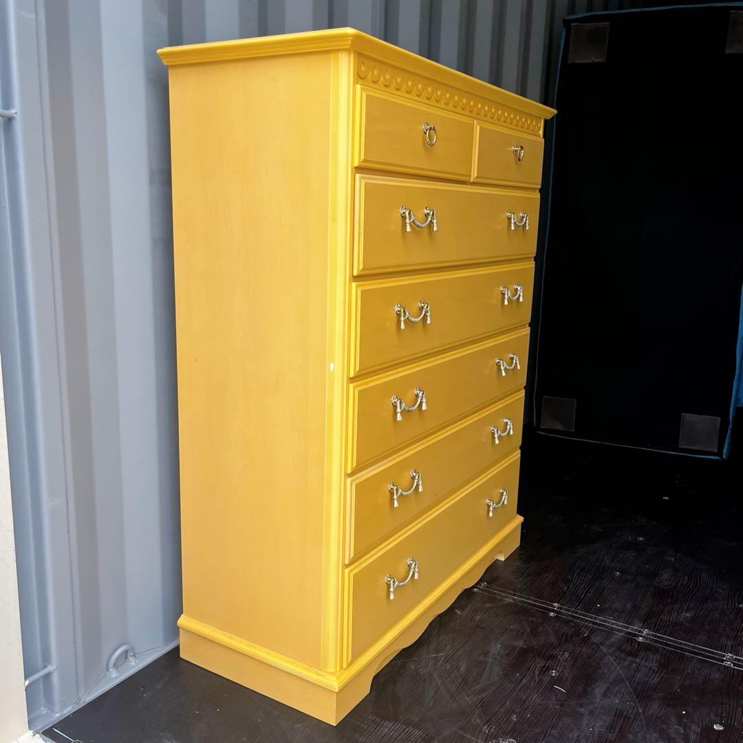 取付無料！大塚家具 マリアンディール アンティーク姫系6段イエローキャビネット✨