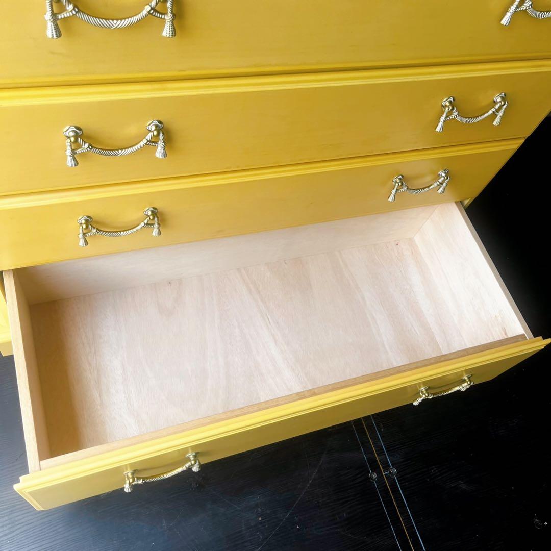 取付無料！大塚家具 マリアンディール アンティーク姫系6段イエローキャビネット✨