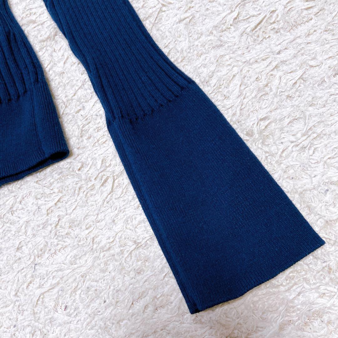 現行　ヴェルメイユ パー イエナ　リブＶネックニット　イタリアシ　ネイビー