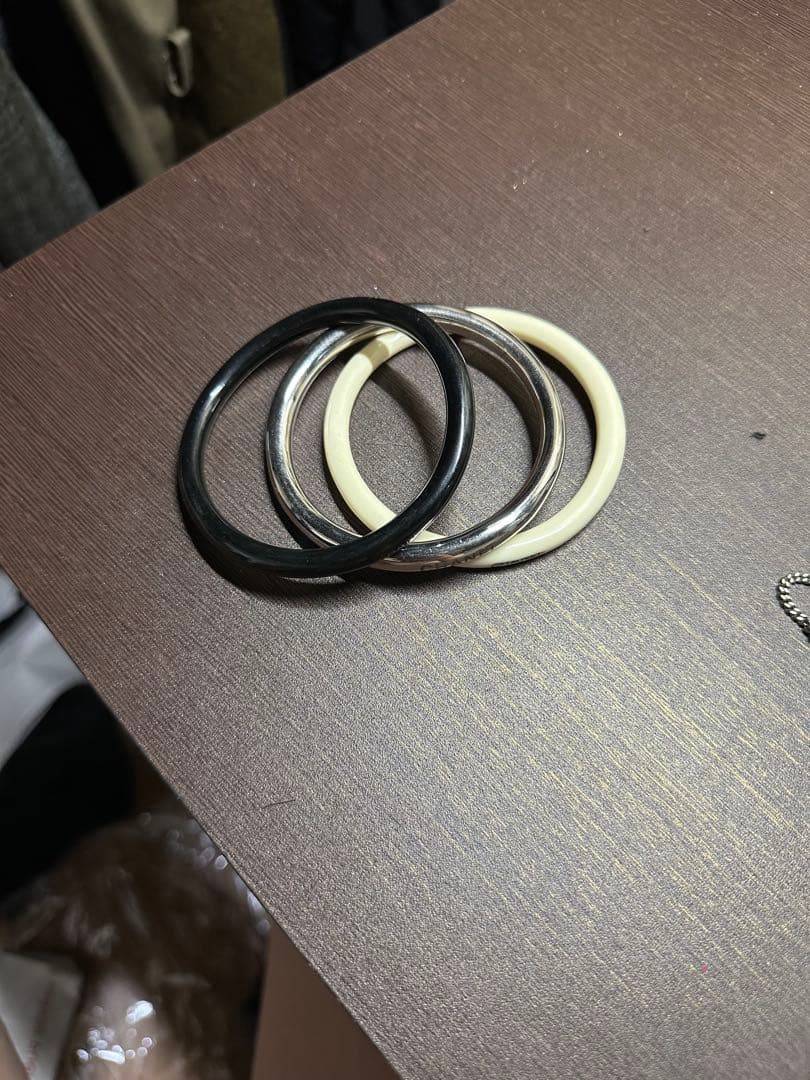 CHANEL シャネルバングル 3個セット ブラック ホワイト シルバー