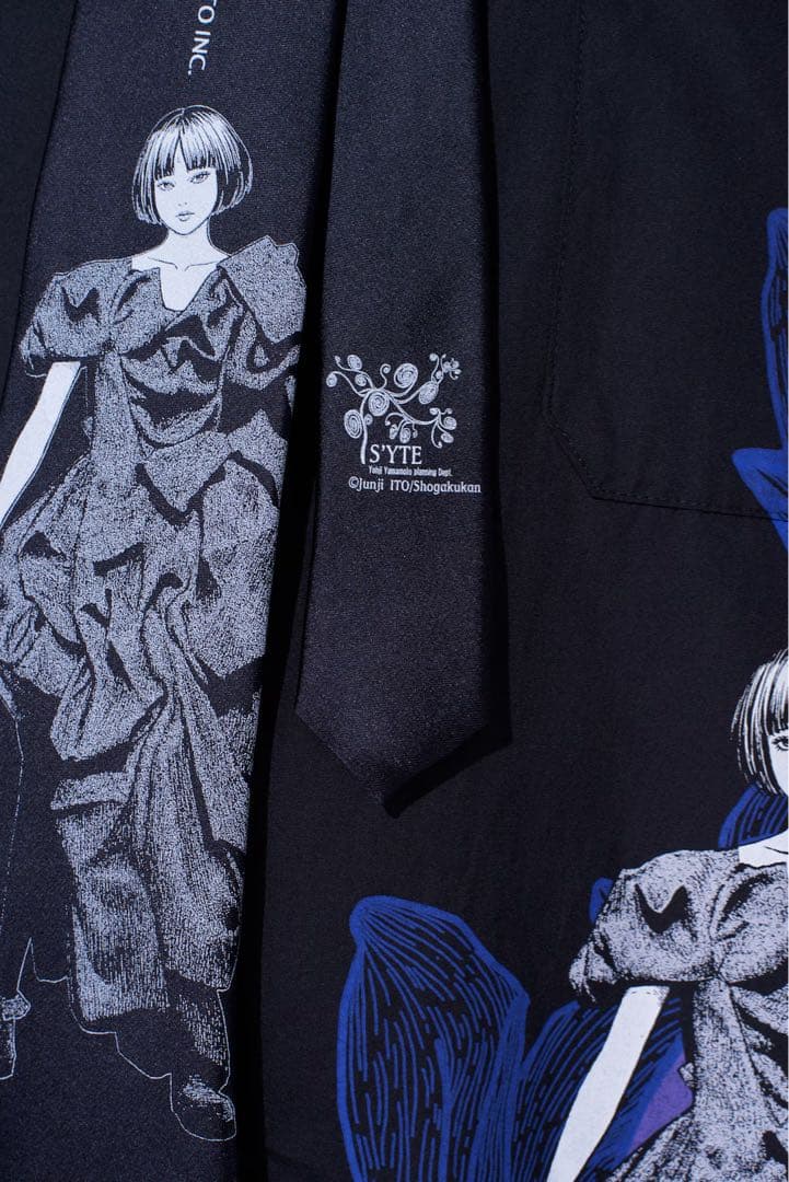 S'YTE×伊藤潤二 25aw 黒谷あざみ シルク ネクタイ / うずまき