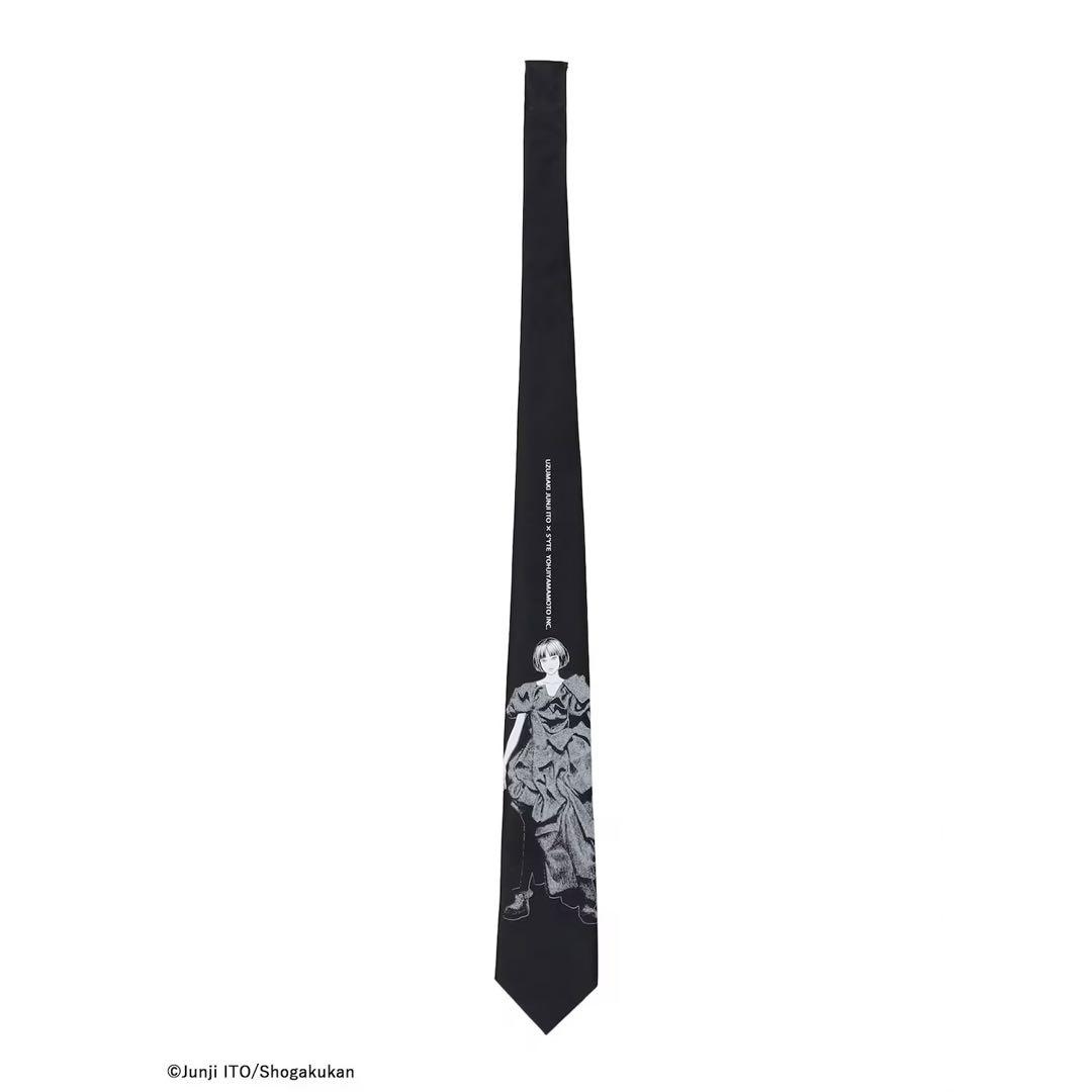 S'YTE×伊藤潤二 25aw 黒谷あざみ シルク ネクタイ / うずまき