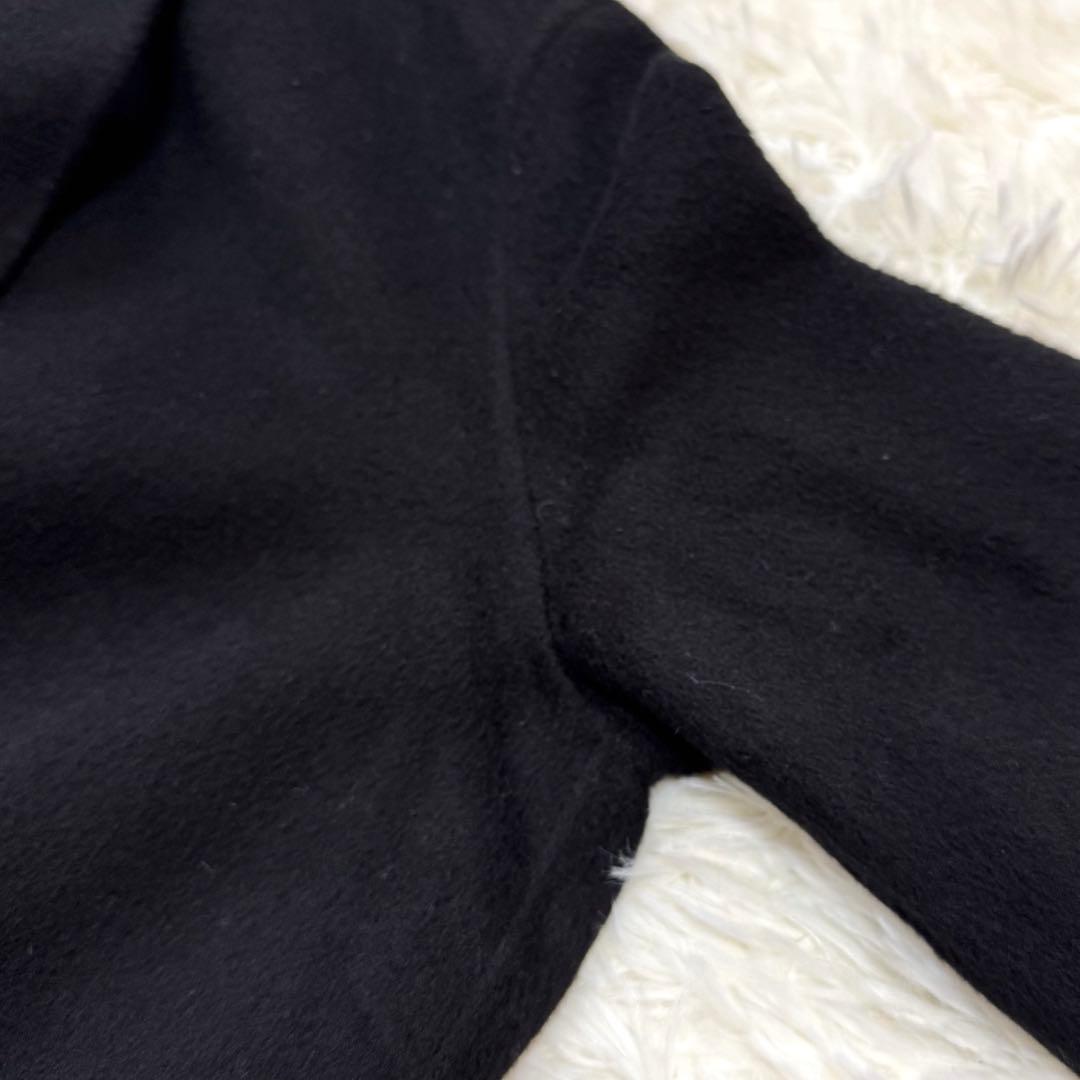 Theory ノーカラー ダブルフェイス ロングコート カシミヤ混 ブラック