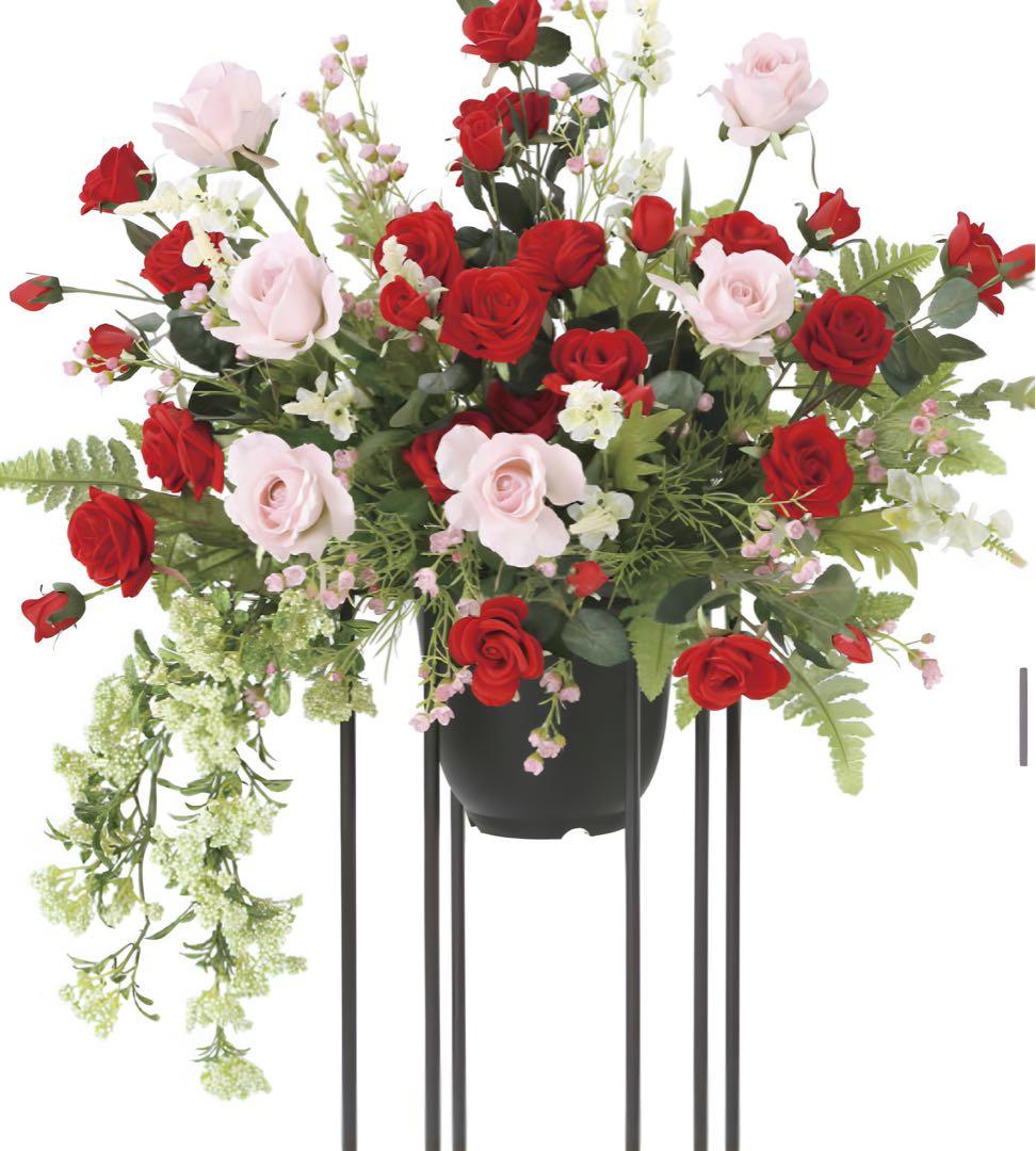 光触媒　人工観葉植物　フェイクグリーン　スカーレットローズスタンド1.0m