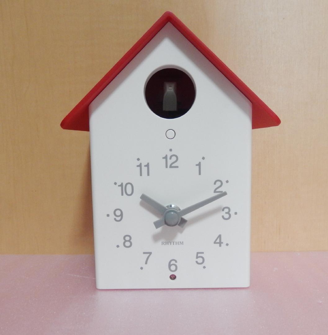 RHYTHM　鳩時計ふいごカッコー 赤色 掛置兼用－２