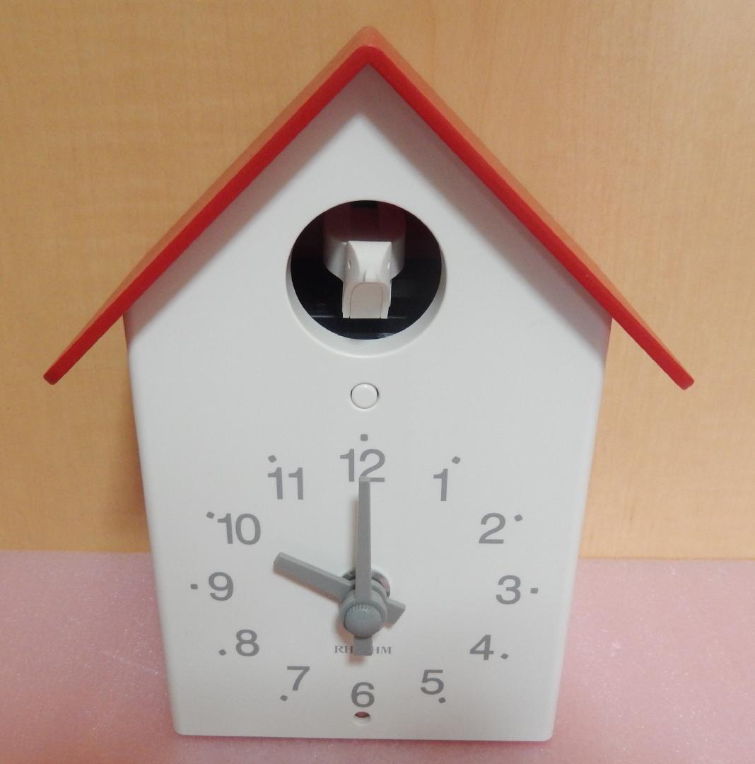 RHYTHM　鳩時計ふいごカッコー 赤色 掛置兼用－２