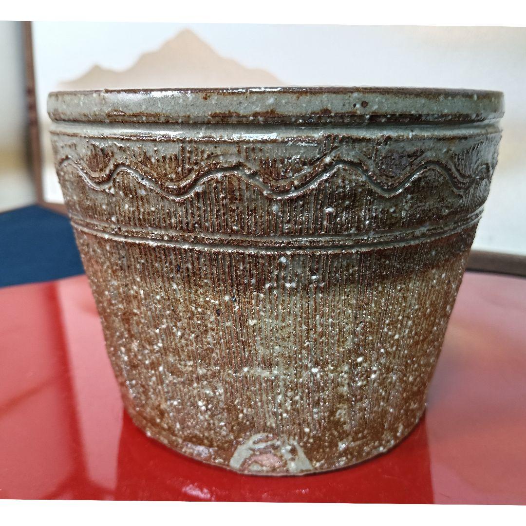 AO65 勝龍寺窯 建水 縄すだれ 共箱 茶道具