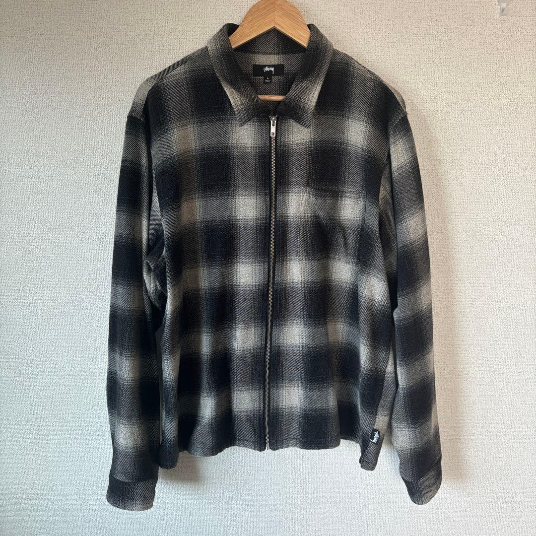 Stussy チェック柄 ジップアップシャツ L