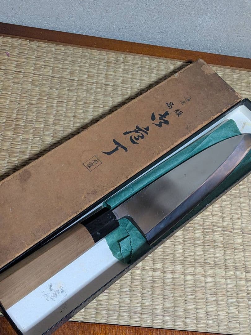 高級 本霞 出刃包丁 全長37cm 刃渡31cm 研ぎ直し済 刺身包丁