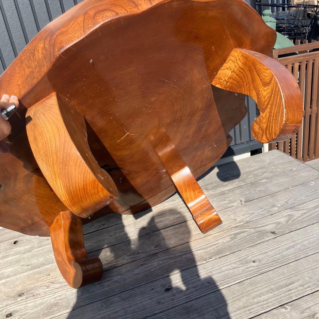 昭和レトロ 木製 天然木 欅材 一枚板 脚付き座卓 センターテーブル ビンテージ