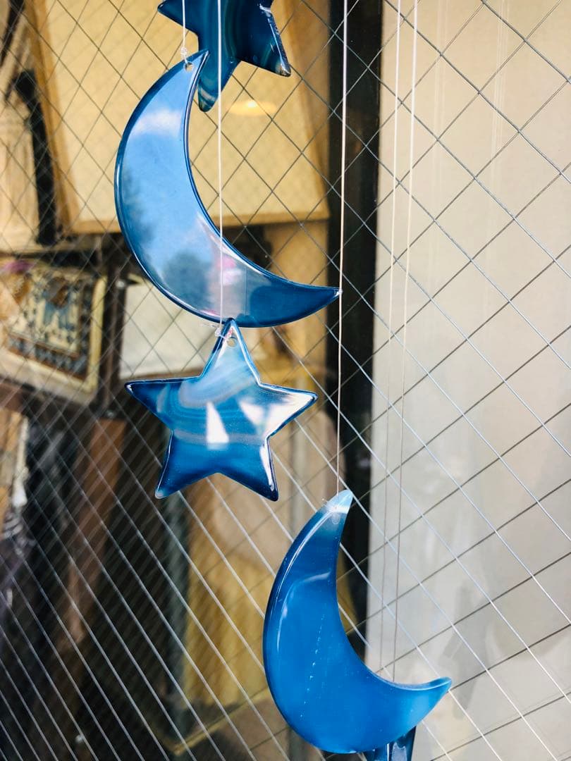 天然石メノー風鈴　ムーン月　スター星　ウィンドチャイム　サンキャッチャーNO2