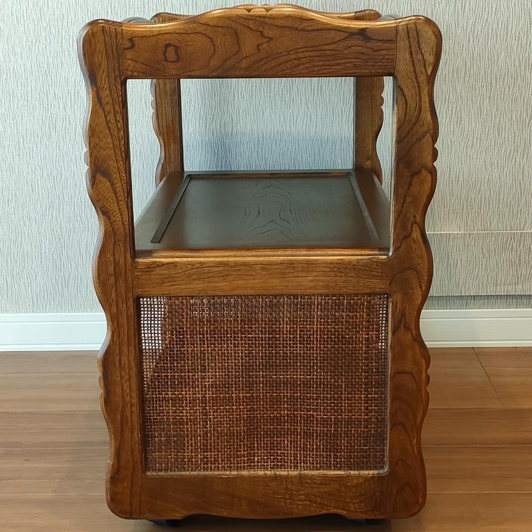 カリモク　キッチンワゴン　木製ワゴン　サイドテーブル　キャスター付き