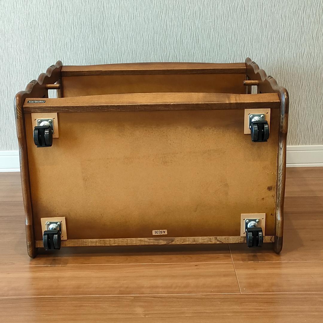 カリモク　キッチンワゴン　木製ワゴン　サイドテーブル　キャスター付き