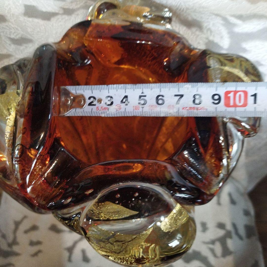 岩田ガラス　花瓶　花器　アンバー　金彩　昭和レトロ アンティーク