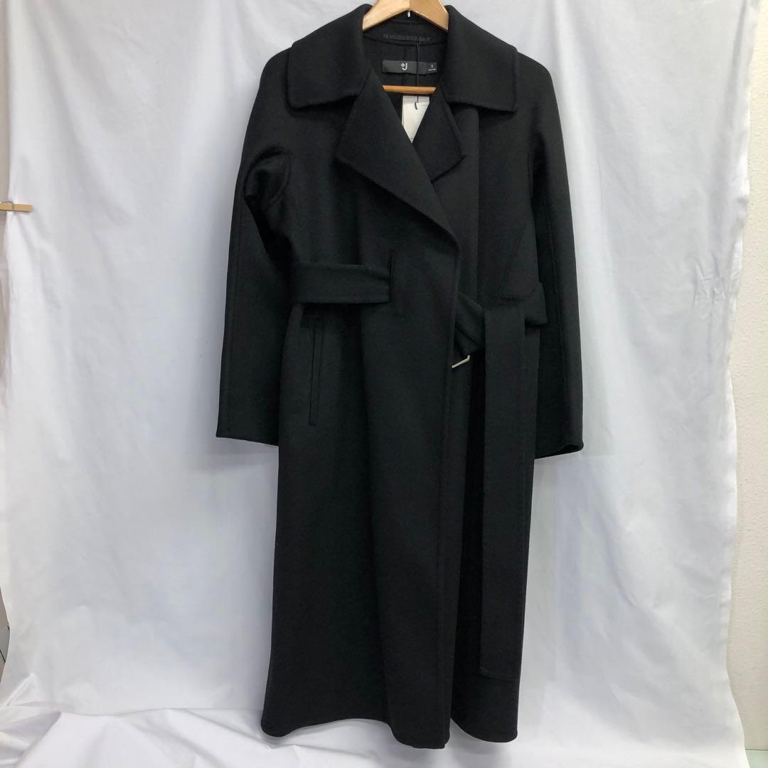 41】新品 UNIQLO +J カシミヤブレンドラップロングコート ブラック S
