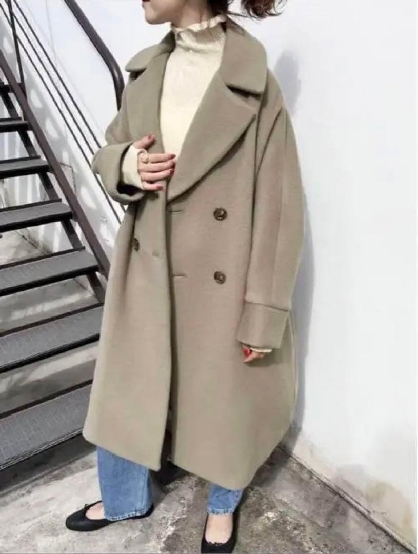 美品・希少カラー✨ティッカ　テントコート　オーバーコート　ロング　オリーブ　F