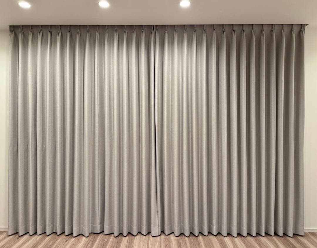 【特大サイズ】KEYUCA ベーシック遮光Ⅱライトグレー +無地ボイル4枚セット