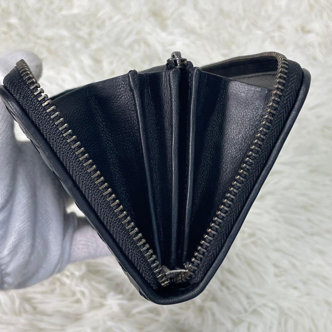 極美品 ラウンドファスナー イントレチャート リッシュブルジョン デンハマノ 黒