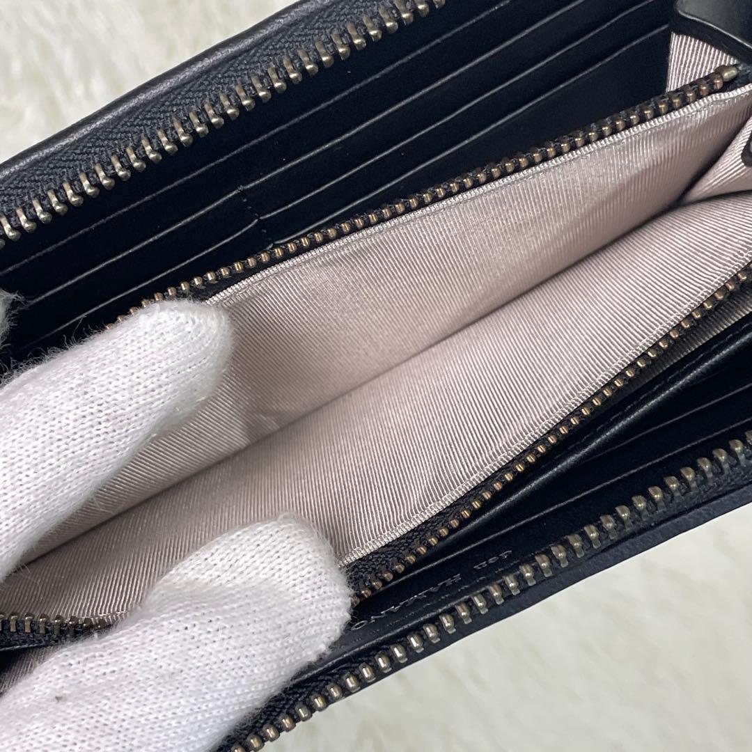 極美品 ラウンドファスナー イントレチャート リッシュブルジョン デンハマノ 黒