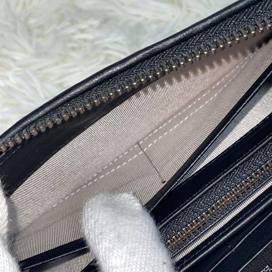 極美品 ラウンドファスナー イントレチャート リッシュブルジョン デンハマノ 黒