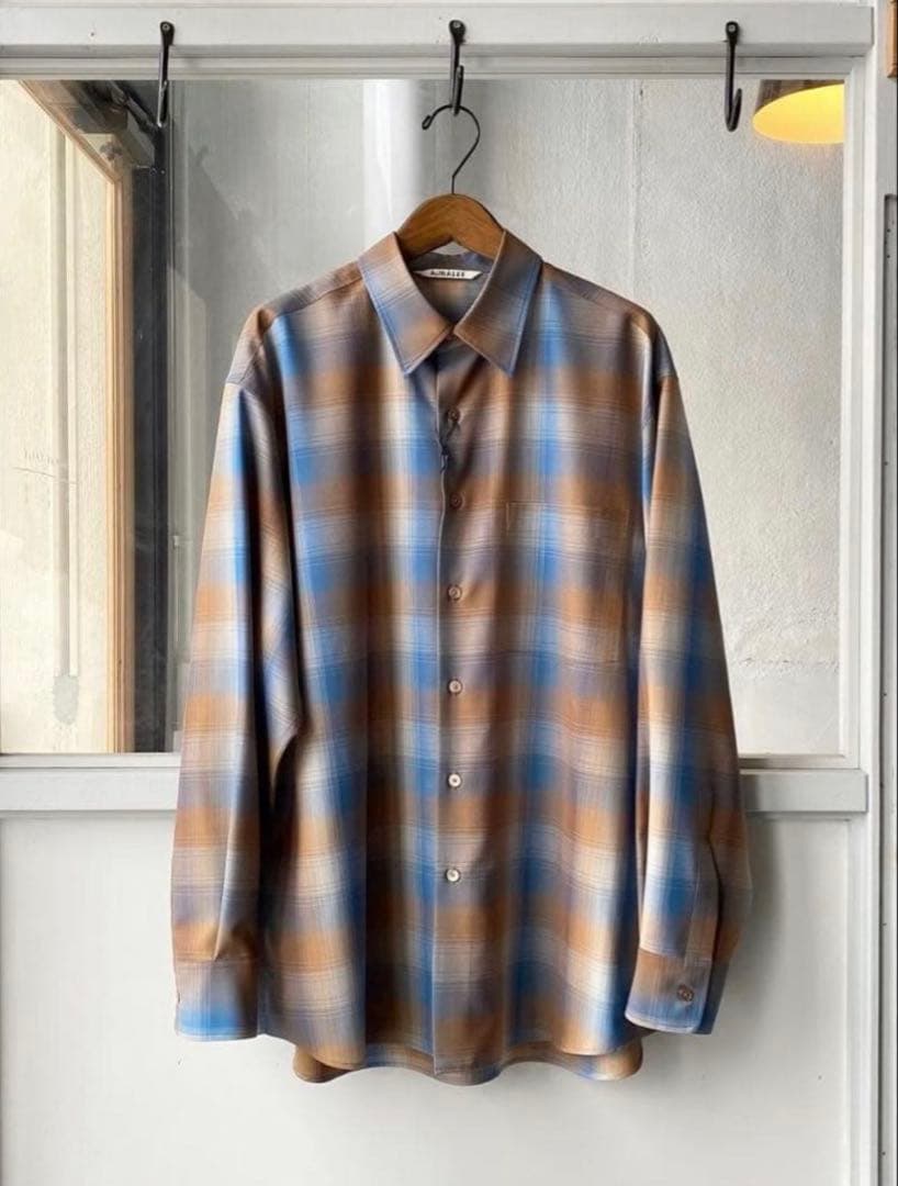 トップス AURALEE SUPER LIGHT WOOL CHECK SHIRT 3