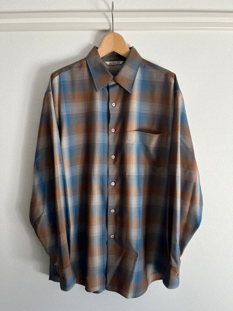 トップス AURALEE SUPER LIGHT WOOL CHECK SHIRT 3