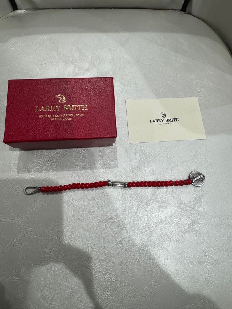 LARRY SMITH ラリースミス 赤ビーズブレスレット　シルバー