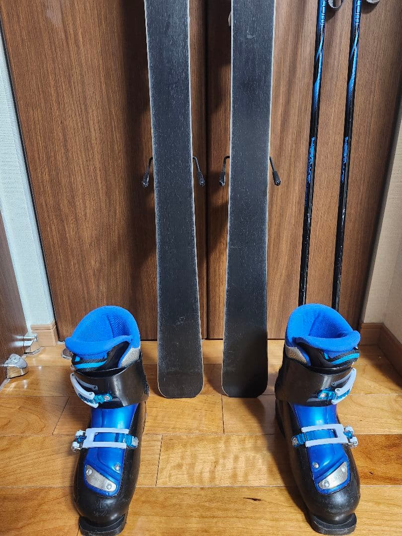 スキー3点セット スキー板128cm ブーツ21~21.5cm ストック　子供