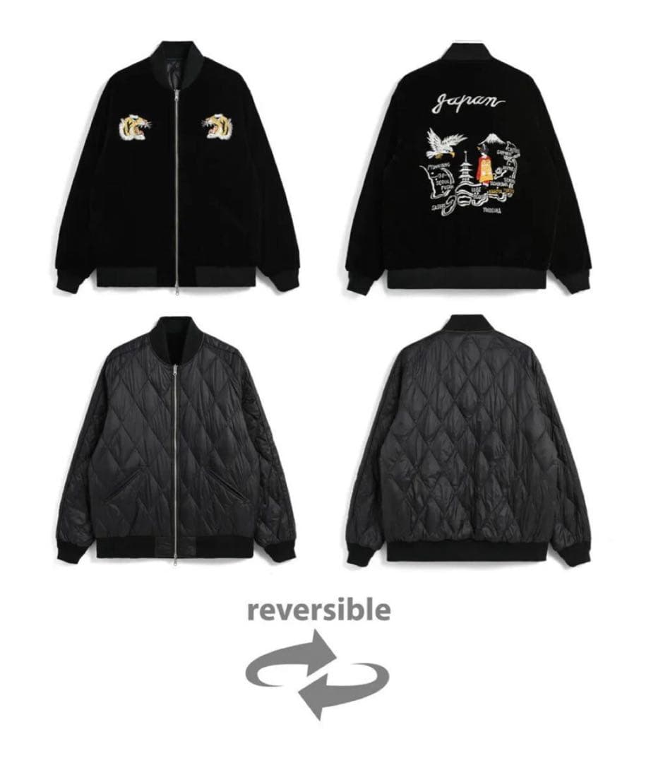 TAION/タイオン　リバーシブル スカジャン ダウンジャケット　ベロア