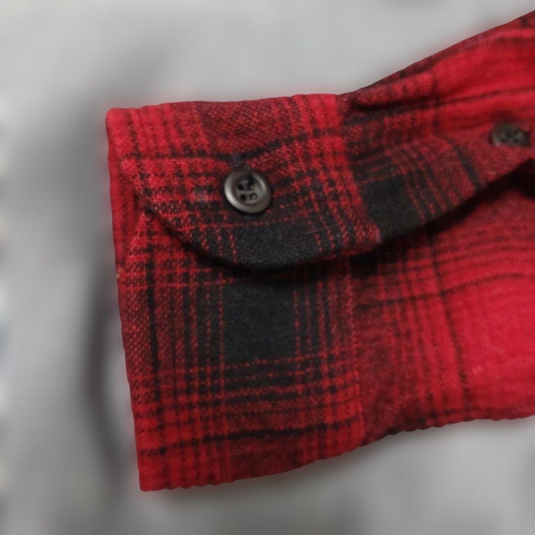 90s ペンドルトン オンブレシャツ 赤黒 アメリカ製　ウール