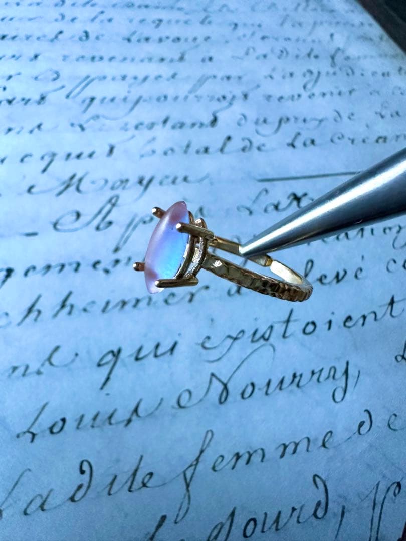 アンティーク　サフィレット　リング　指輪　フロスト　JBB ナベット　マーキス