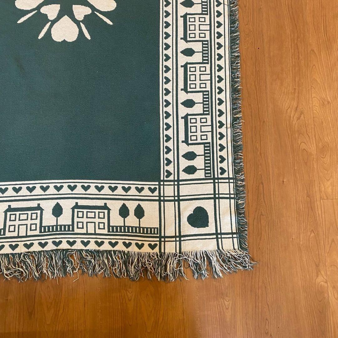 USA ヴィンテージラグ ハート柄 グリーン 170×115