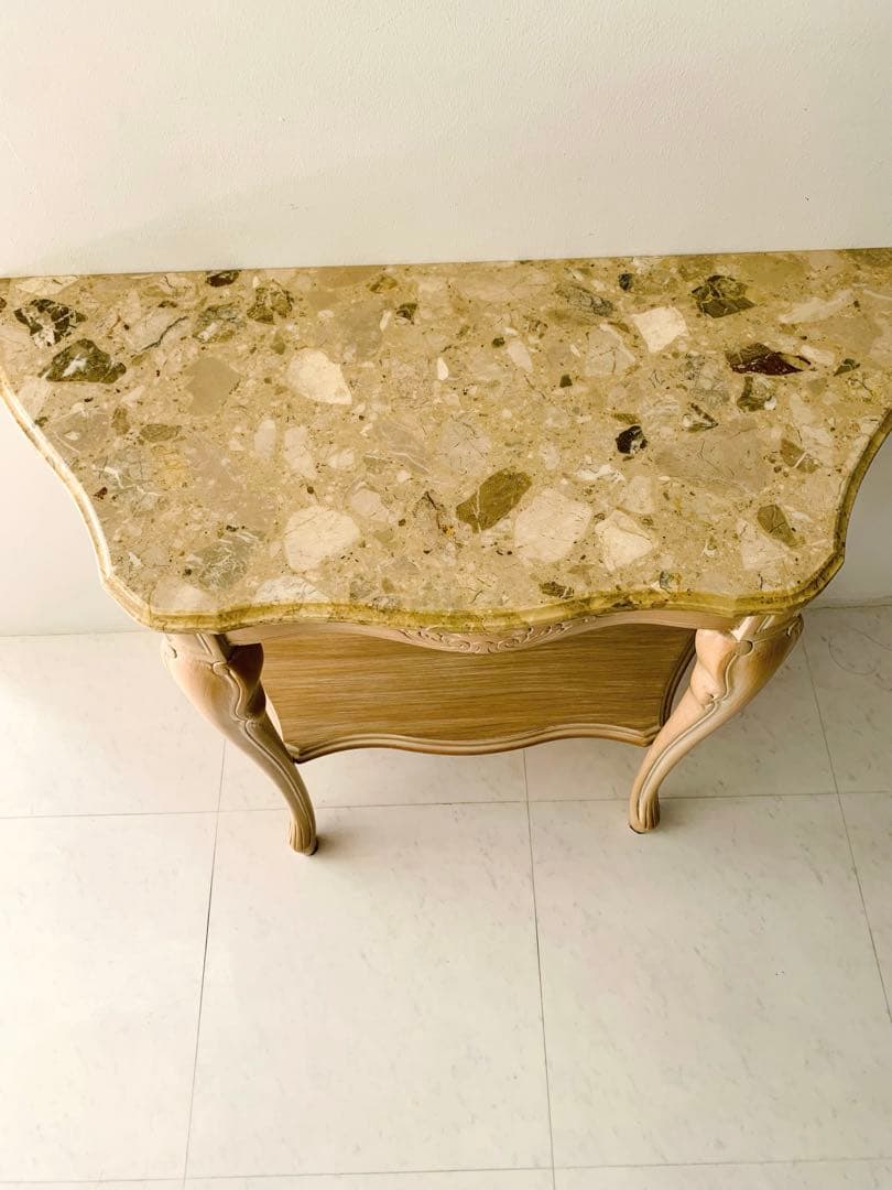 美品】イタリア製 輸入家具ガリンベルティ コンソールテーブル 大理石 猫脚 象嵌