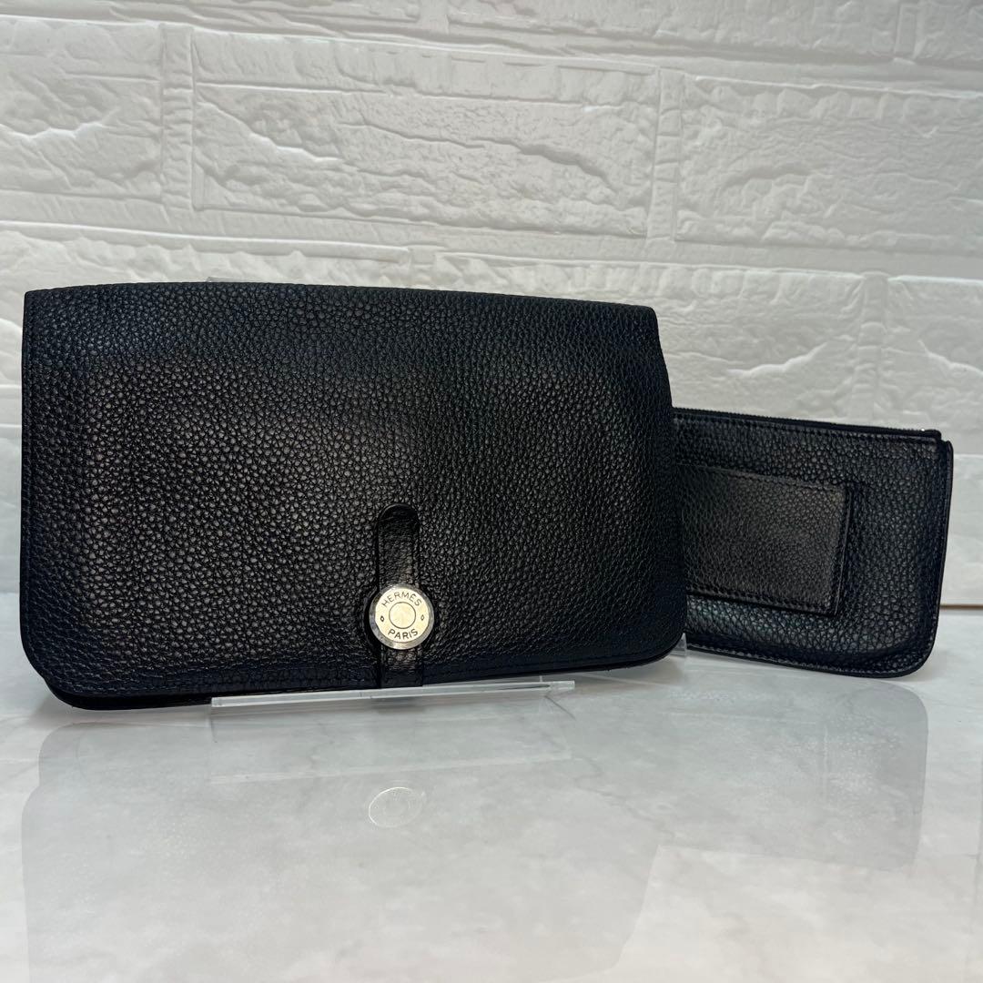 HERMES エルメス 財布 ドゴン GM 小銭入れ付き 刻印:□F ブラック