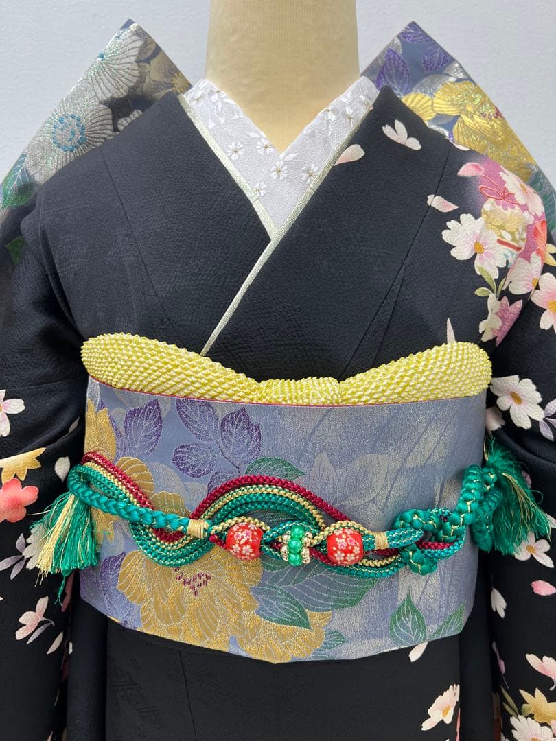 振り袖　フルセット　長襦袢付　成人式　パーティー　金彩加工　刺繍入り　723