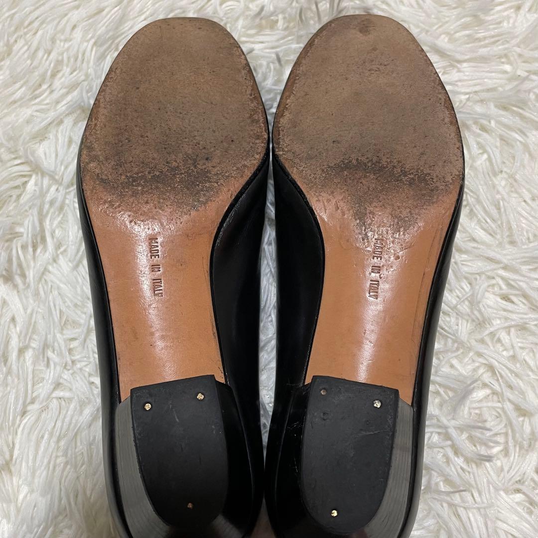 美品✨フェラガモ　ヴァラ　リボンパンプス　ブラック　レザー　23.5 イタリア製