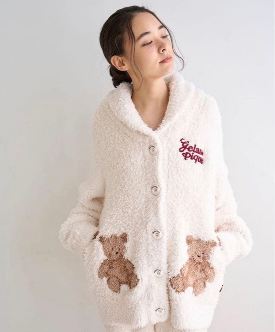 【新品】ジェラートピケ ジェラートスノーベアジャガードショールカーディガン