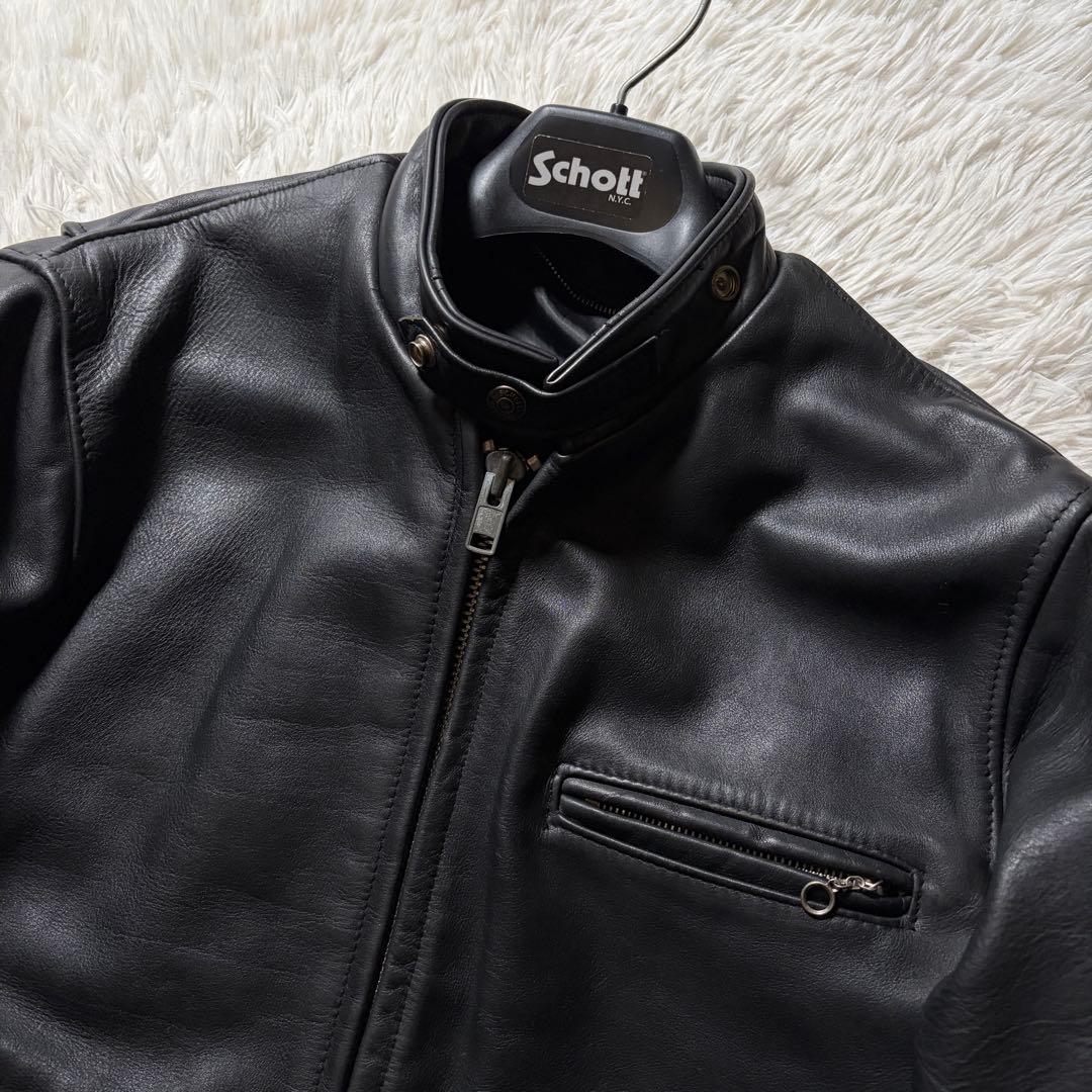 【米国製】schott ライダースジャケット　シングル　ブラック　641 38
