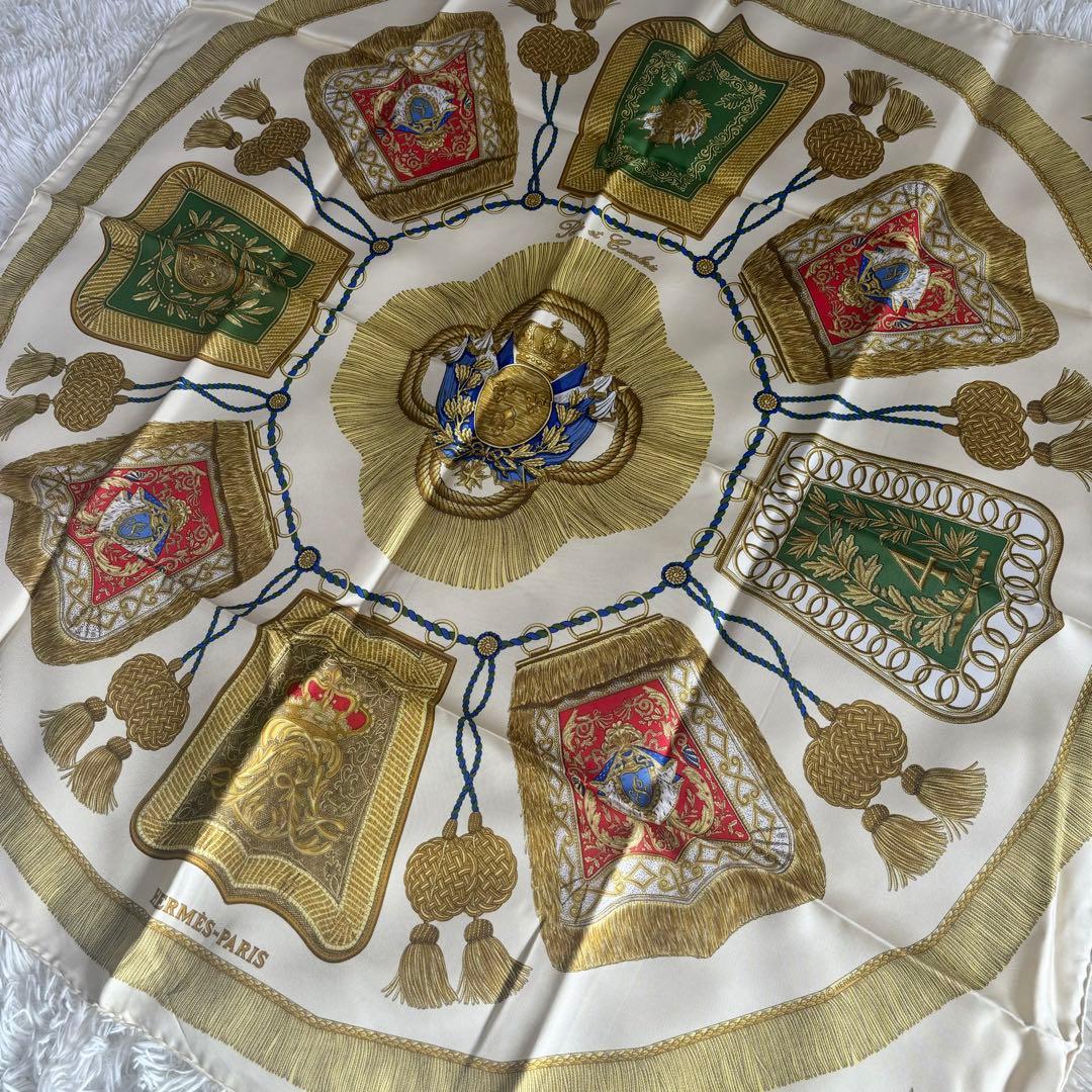 HERMES エルメス 大判 スカーフ カレ90 シルク100% サーベル飾り