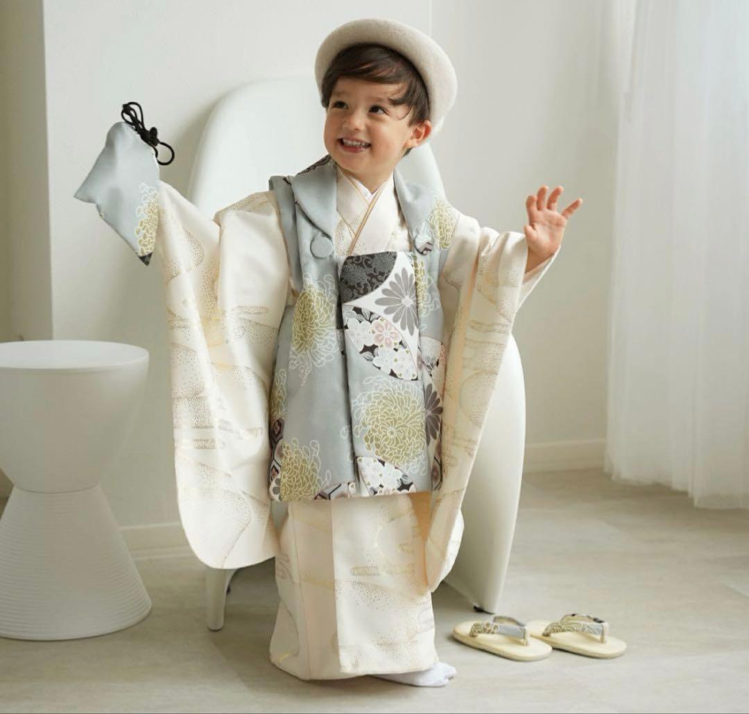 utatane 七五三 着物 3歳 男の子 フルセット ミント七宝×クリーム金彩