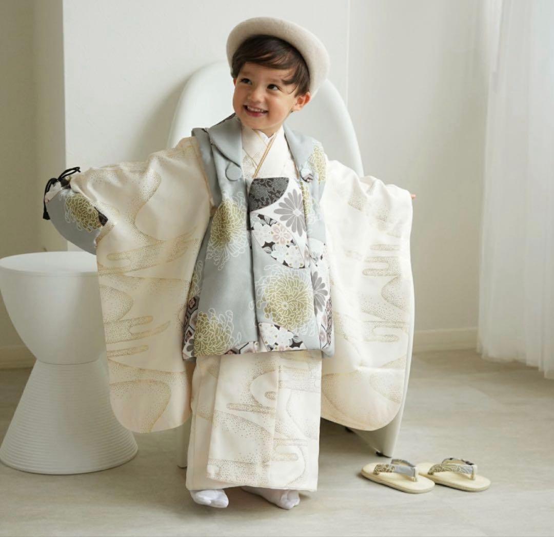 utatane 七五三 着物 3歳 男の子 フルセット ミント七宝×クリーム金彩