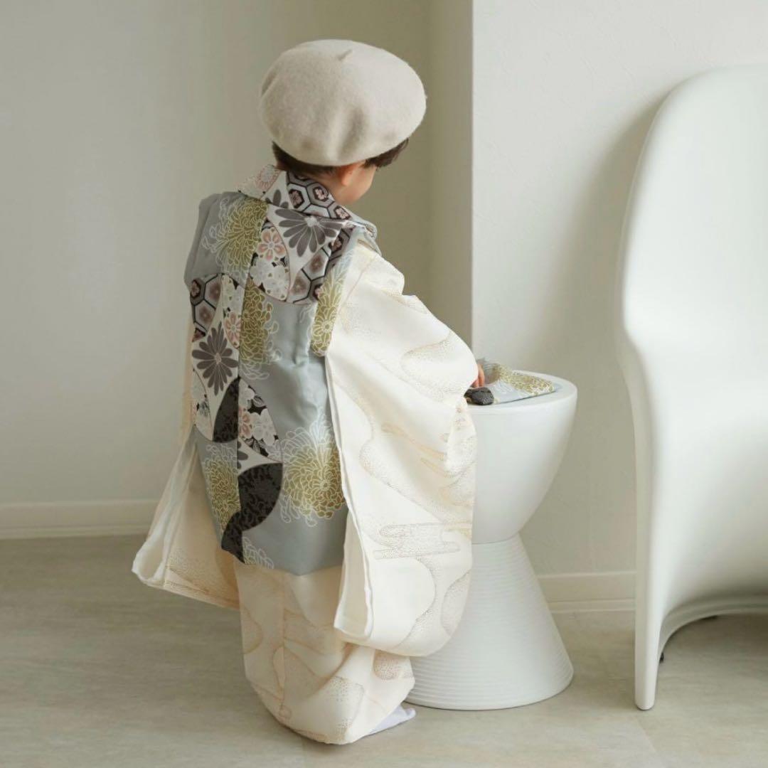utatane 七五三 着物 3歳 男の子 フルセット ミント七宝×クリーム金彩