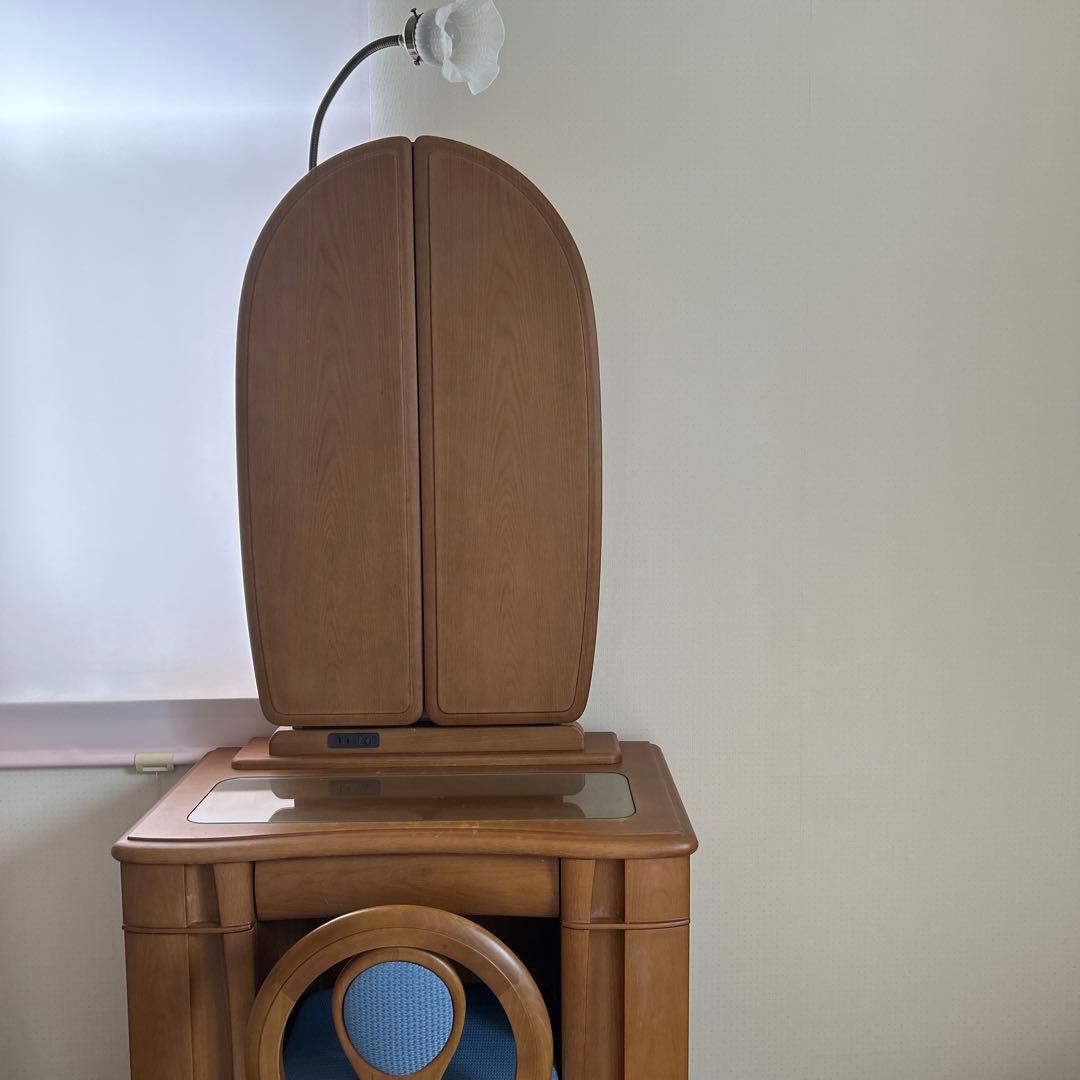 鏡台　高級三面鏡　オーク　隠し扉　フランスミラー　　椅子別売り