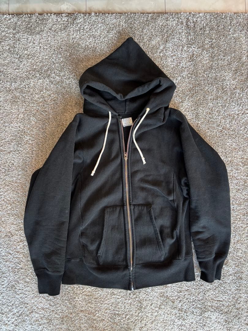 デ*ク様 ウエアハウス 487 リバースウィーブ ジップアップパーカー ブラック