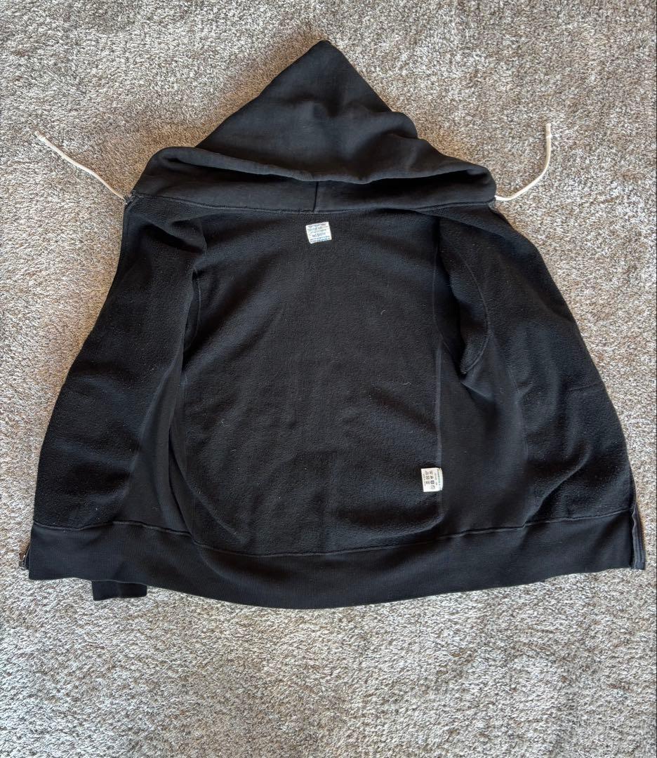 デ*ク様 ウエアハウス 487 リバースウィーブ ジップアップパーカー ブラック