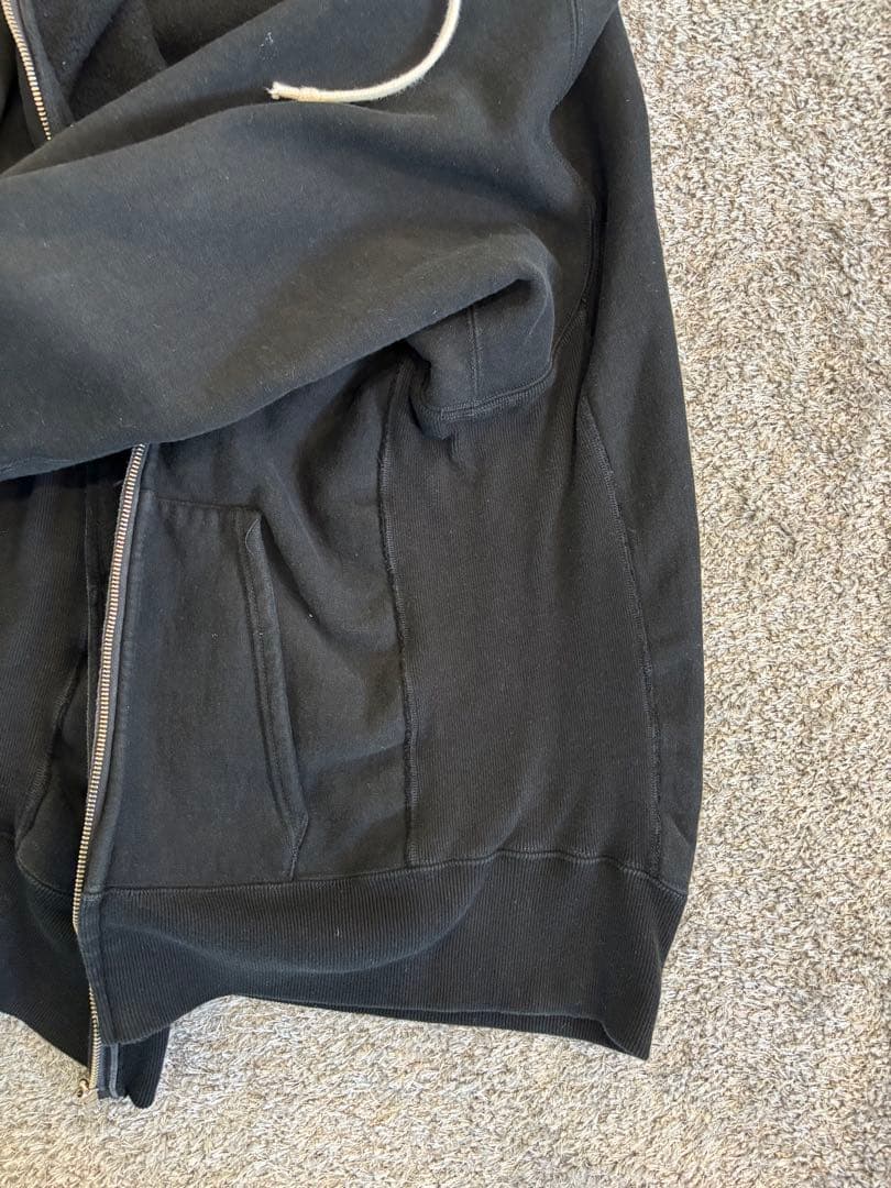 デ*ク様 ウエアハウス 487 リバースウィーブ ジップアップパーカー ブラック