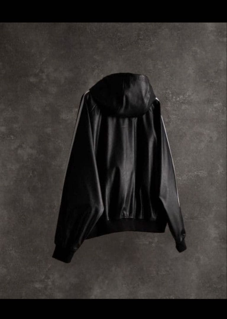 ADRER ラインスリーブトラックジップ パーカー レザー合皮ジャケット 1 S