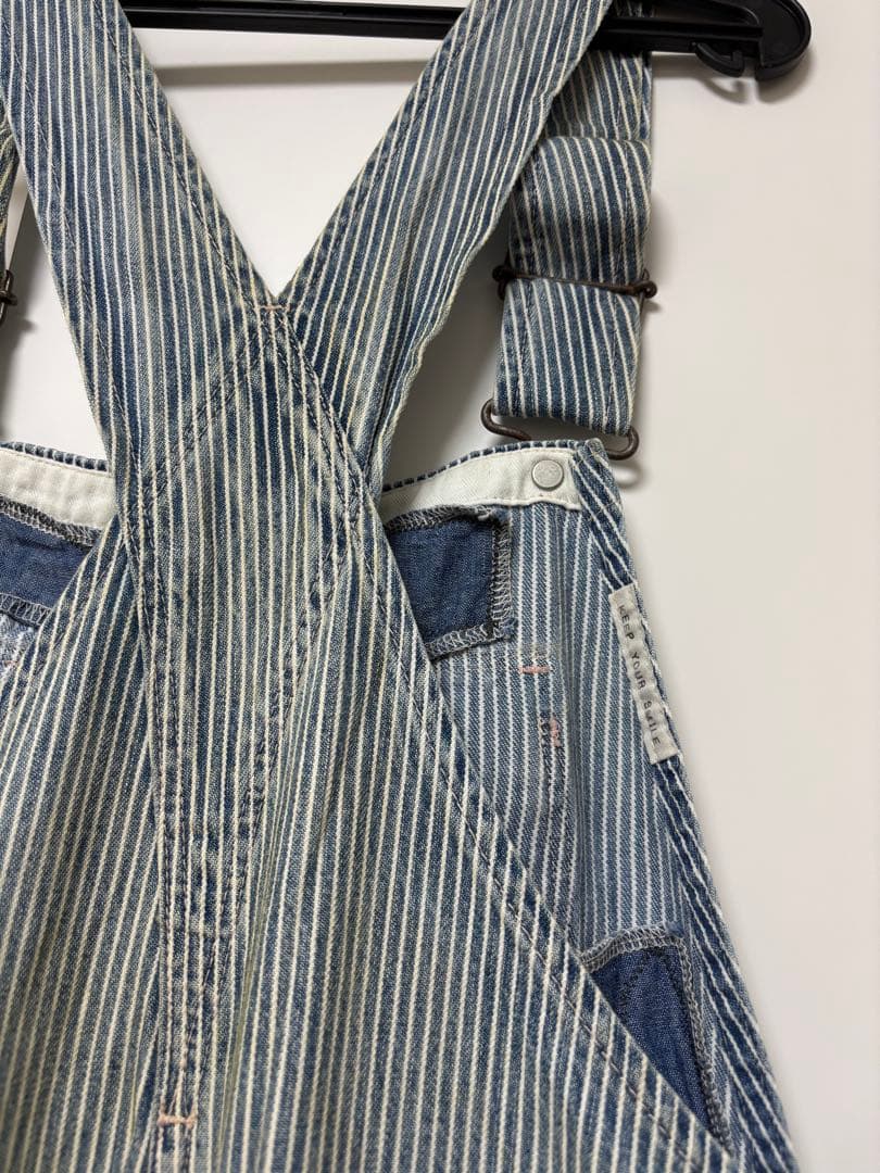 う*ぎ様 DENIMDUNGAREE ダメージリペア加工ヒッコリーオーバーオール